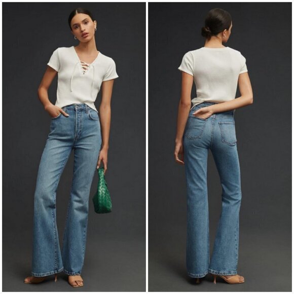 💕FAVORITE DAUGHTER💕 Valentina Flare Jeans ~ Super High Rise Studio Blue 25 NWT - Picture 7 of 16